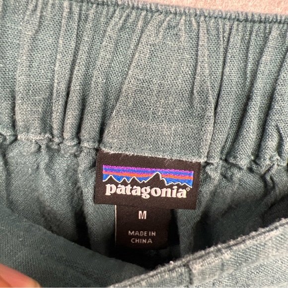 Patagonia Garden Island Cropped Wide Leg Pants Womens M Teal Hemp Blend Boho - Picture 9 of 16